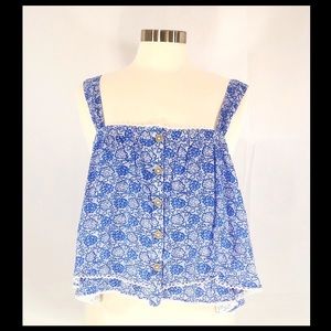 Free People NWT blue/white floral crop top!